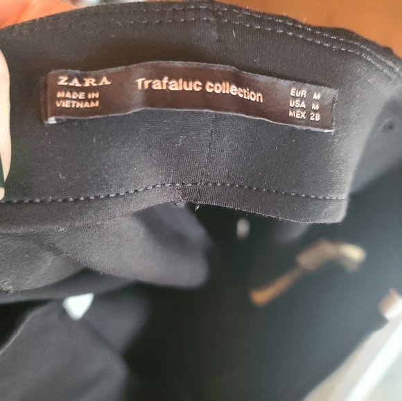 Zara black tuxedo stripped front zip leggings szM - Picture 5 of 6